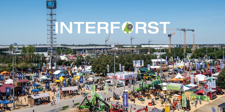 Header zur Interforst Messe in München. Zusehen ist die Messe von oben und das Bild ist aus dem letzten Jahr.