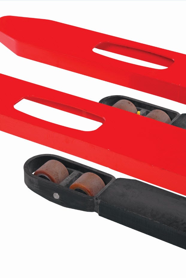 Rote Gabel des gelber Hyster S1.0 Hochhubwagen