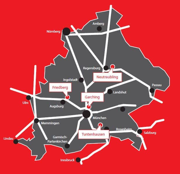 EDER Schulungs Standorte Neutraubling, Friedberg, Garching und Tuntenhausen