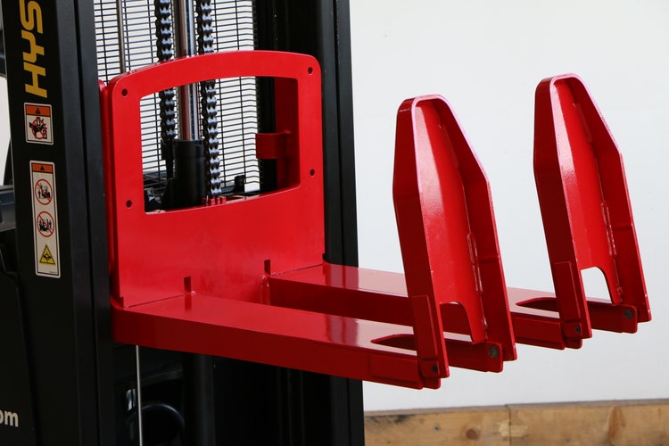 Bild von einem Hochhubwagen mit Klappgabelspitzen