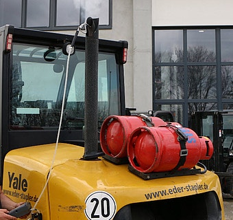Treibgas Flaschen von einem Hyster Stapler