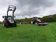 Bild von Traktoren auf einer Wiese beim Hoffest